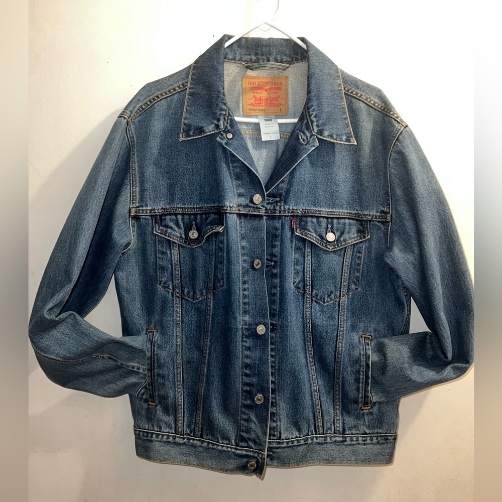 Levi Strauss Signature Standard Trucker  Jean Blue Denim Jacket Men's Size Lg. - Picture 9 of 11